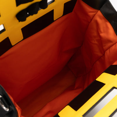 Yellow Hashtag Top Handle Black Nylon Tote