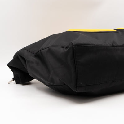Yellow Hashtag Top Handle Black Nylon Tote