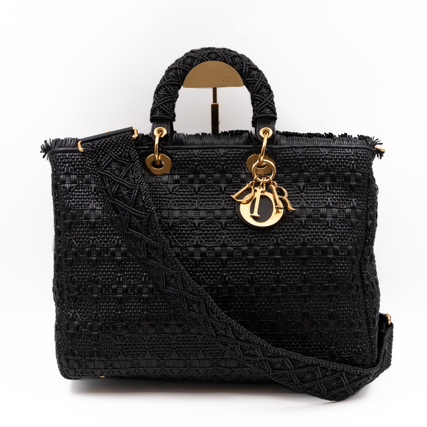 Lady Dior Large Black Braided Leather