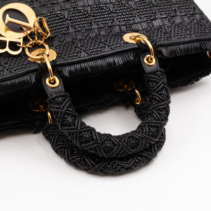 Lady Dior Large Black Braided Leather