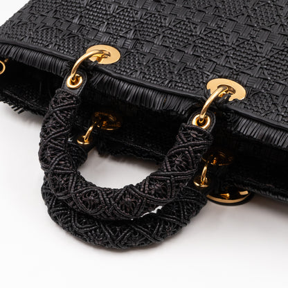 Lady Dior Large Black Braided Leather