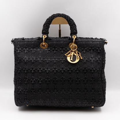 Lady Dior Large Black Braided Leather