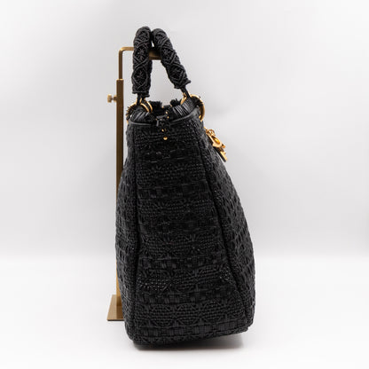 Lady Dior Large Black Braided Leather