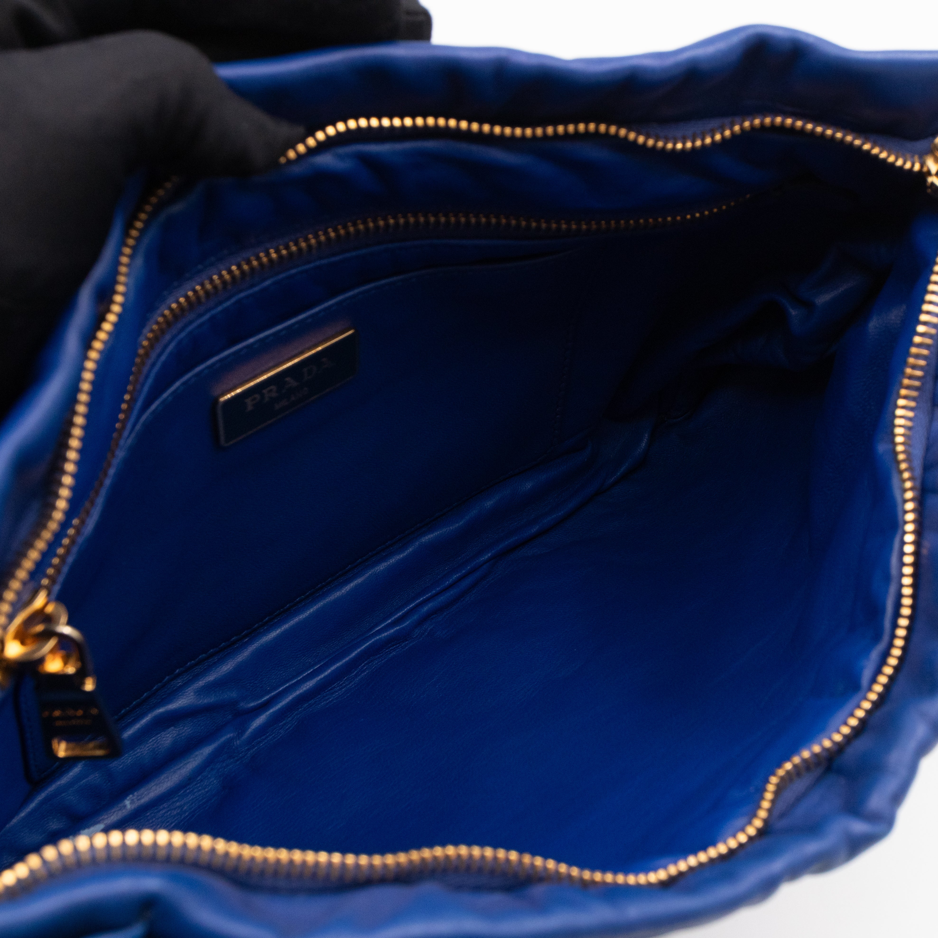 Ribbon Clutch Blue Leather