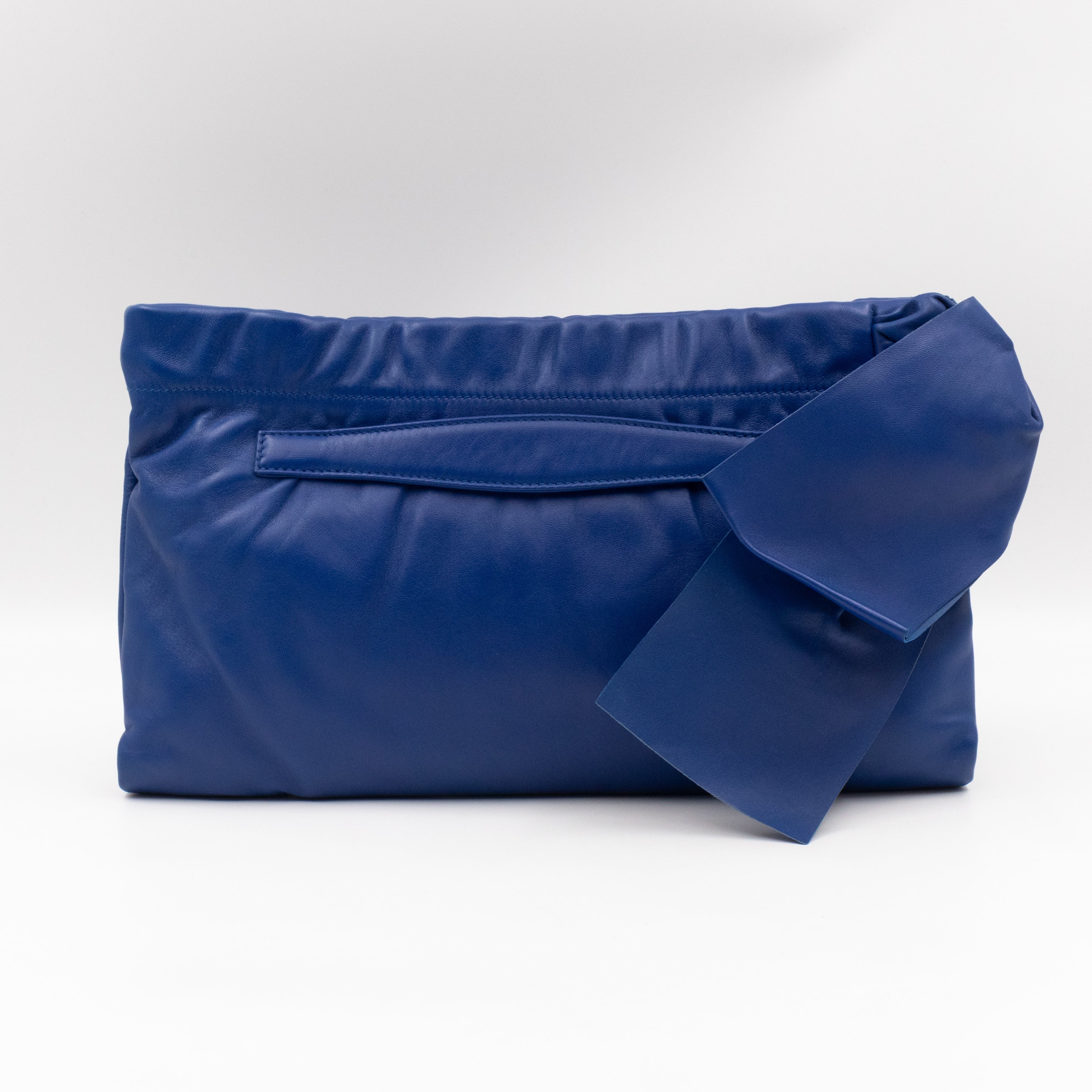 Ribbon Clutch Blue Leather