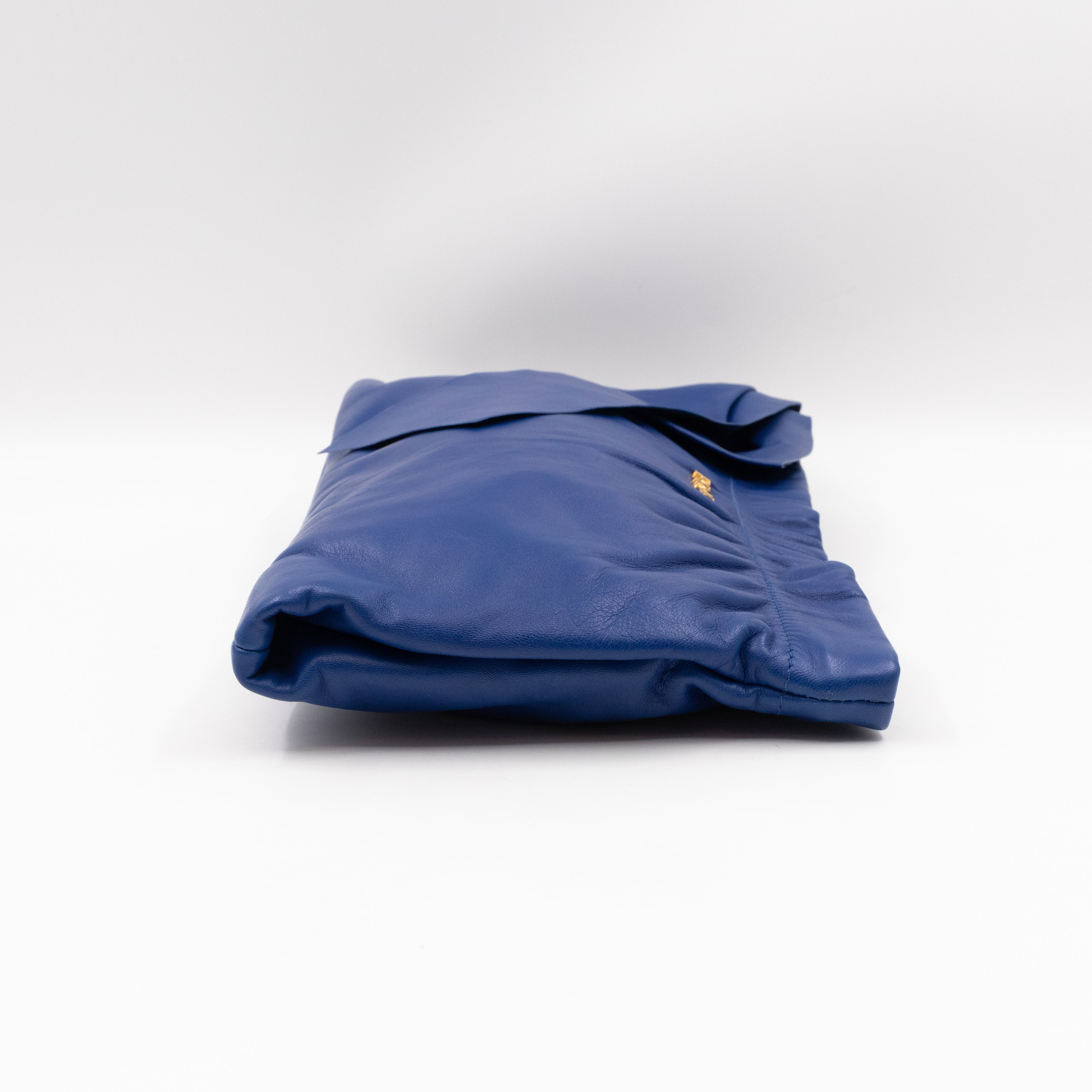 Ribbon Clutch Blue Leather