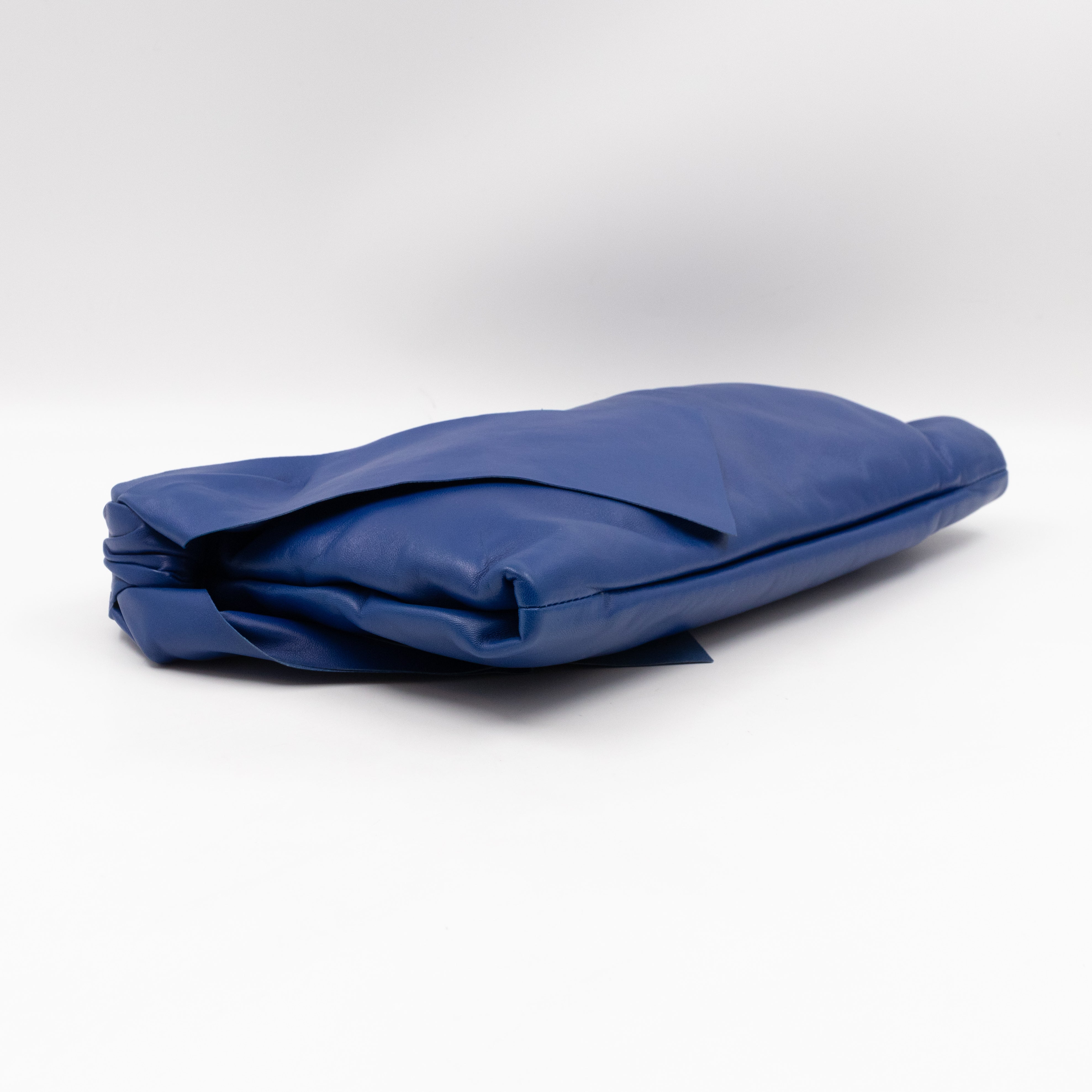 Ribbon Clutch Blue Leather