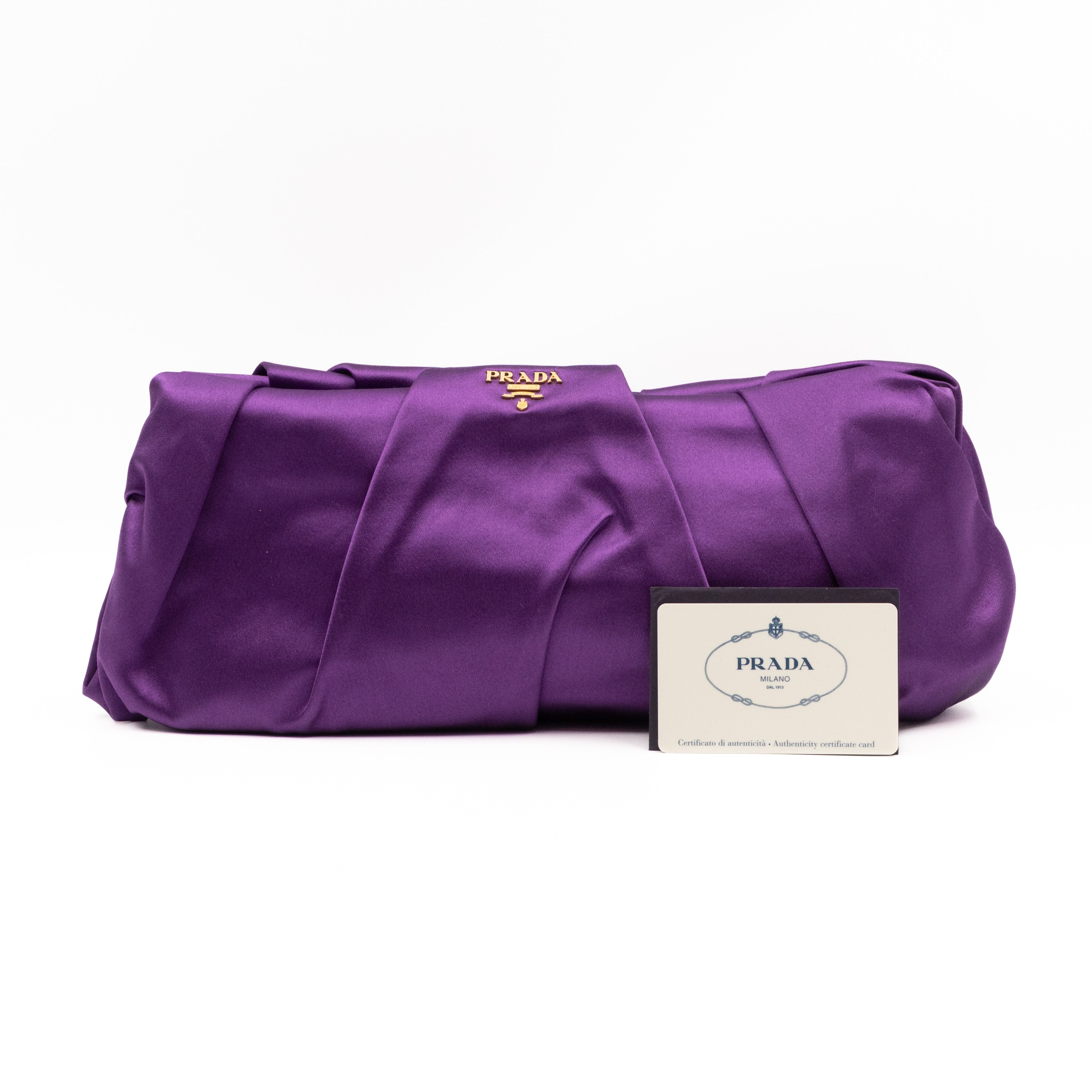 Prada Rosa Ricamo camera case clutch online purple satin