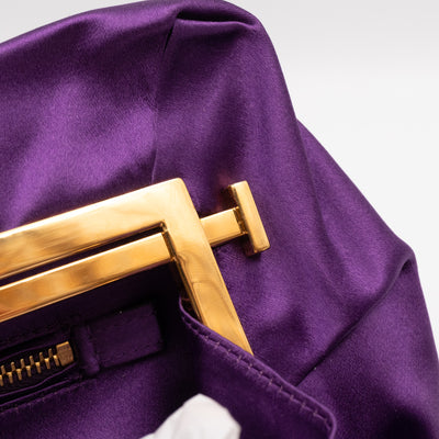 Raso Purple Satin Pleated Clutch