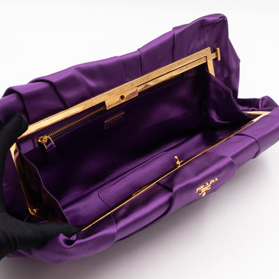 Raso Purple Satin Pleated Clutch