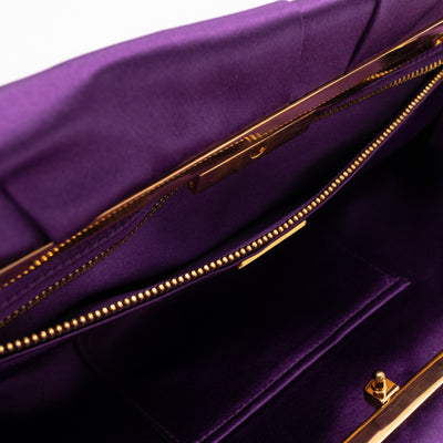Raso Purple Satin Pleated Clutch