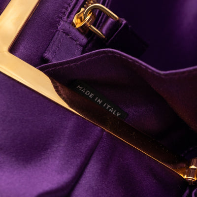 Raso Purple Satin Pleated Clutch