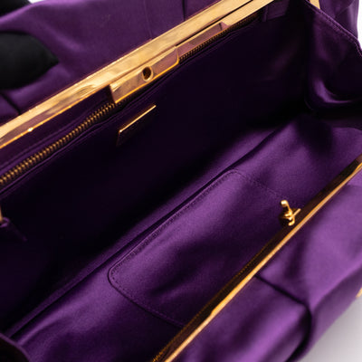 Raso Purple Satin Pleated Clutch