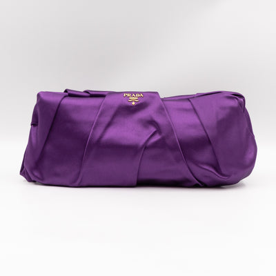 Raso Purple Satin Pleated Clutch
