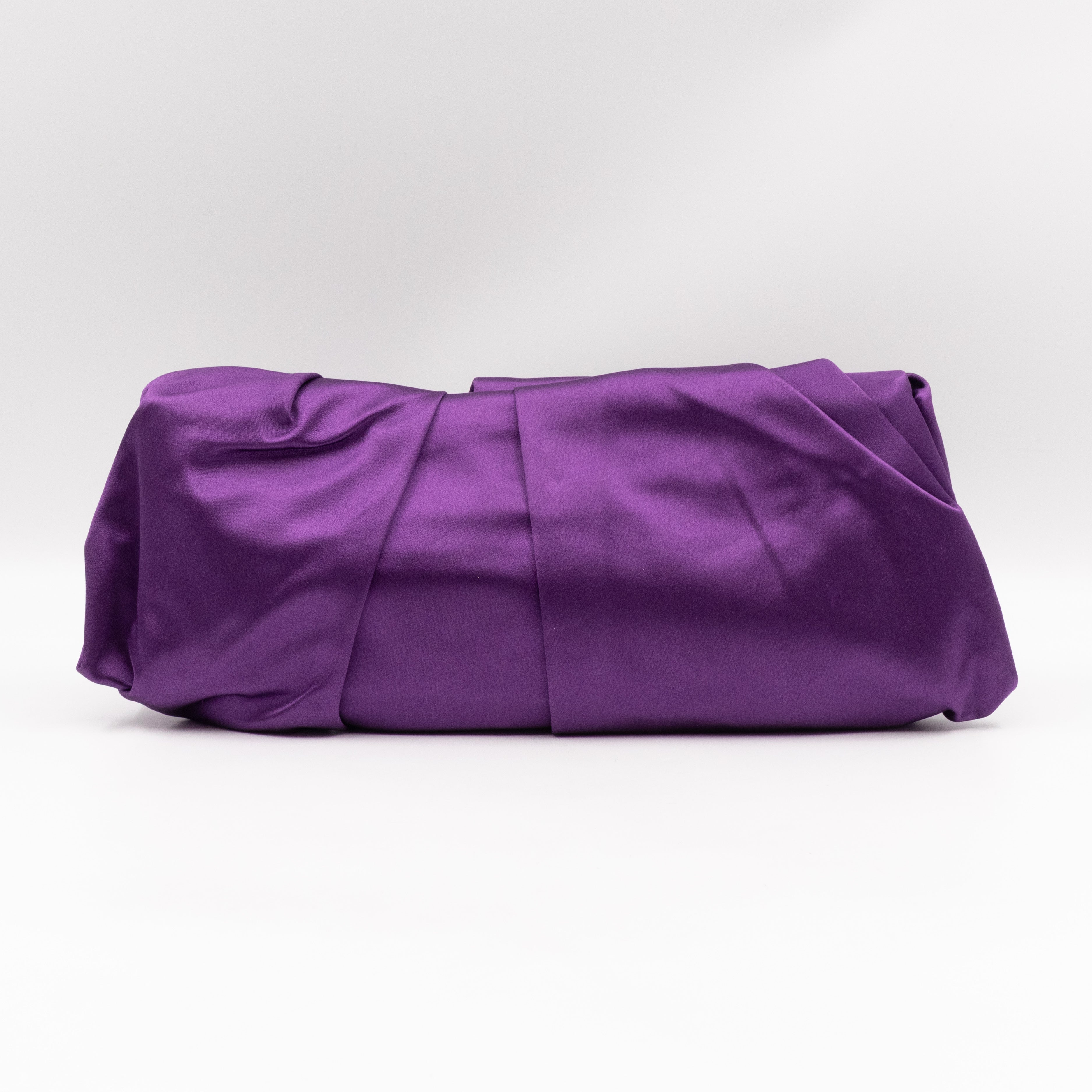 Raso Purple Satin Pleated Clutch
