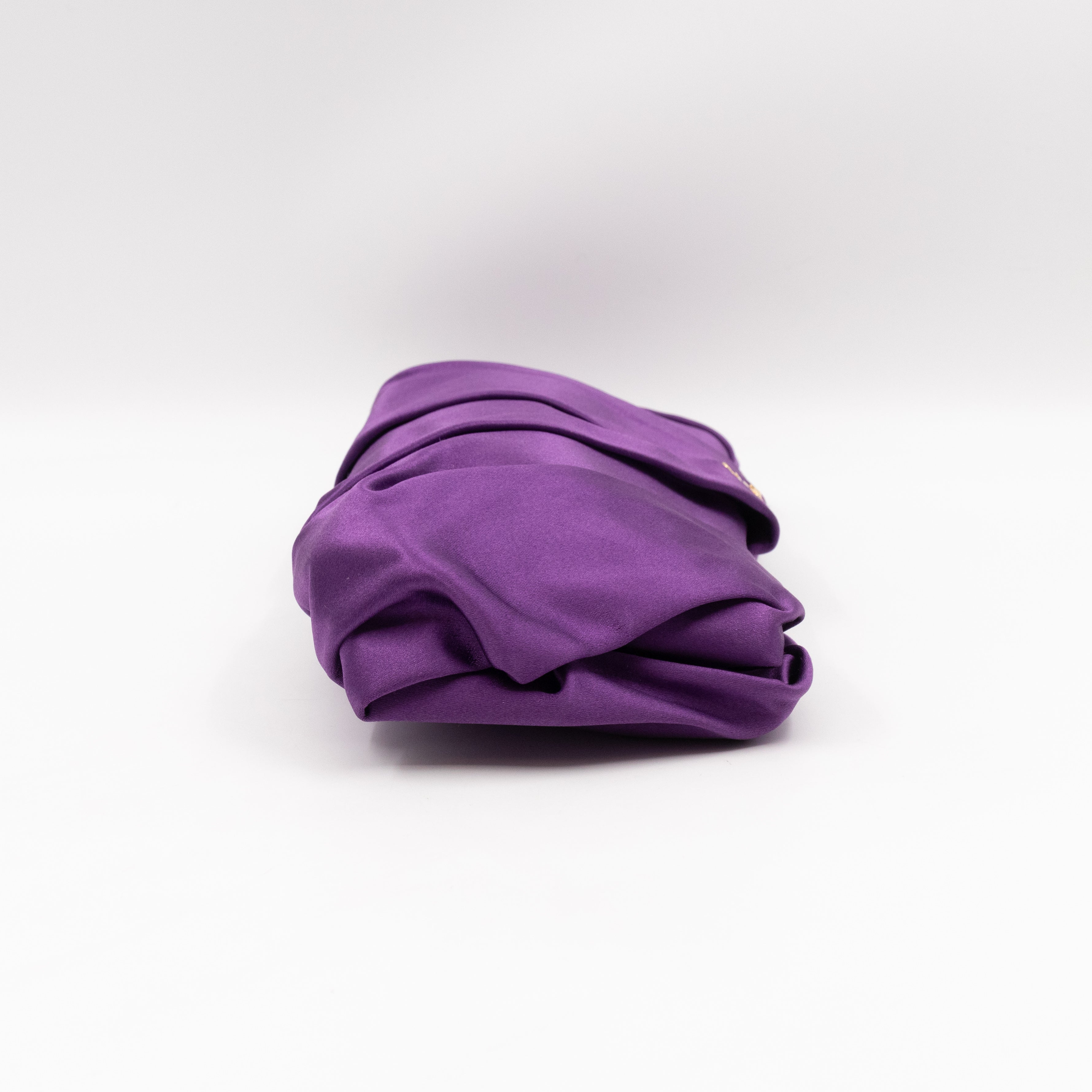 Raso Purple Satin Pleated Clutch
