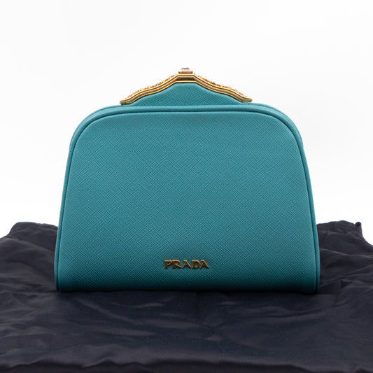 Clutch Turquoise Saffiano Leather