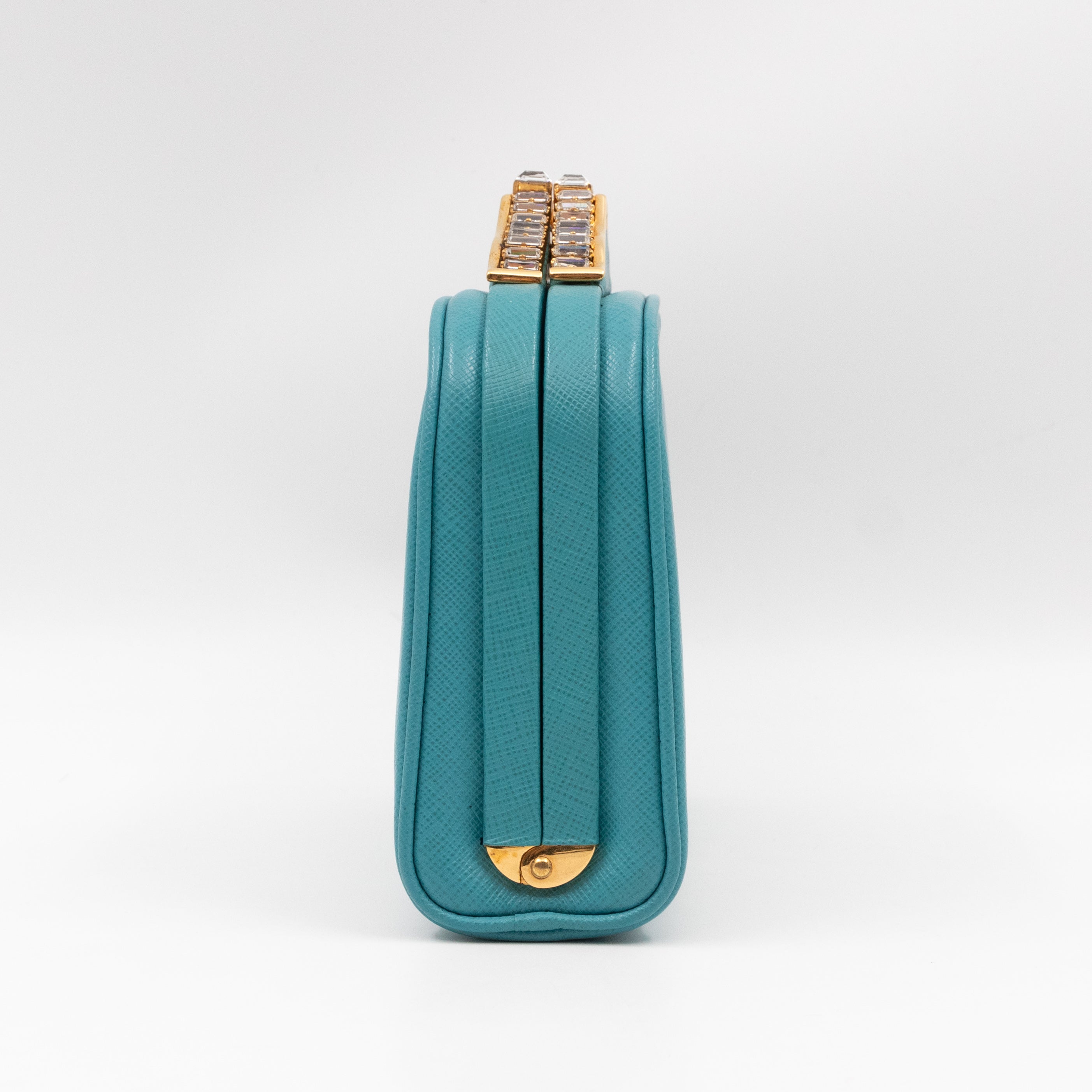 Clutch Turquoise Saffiano Leather