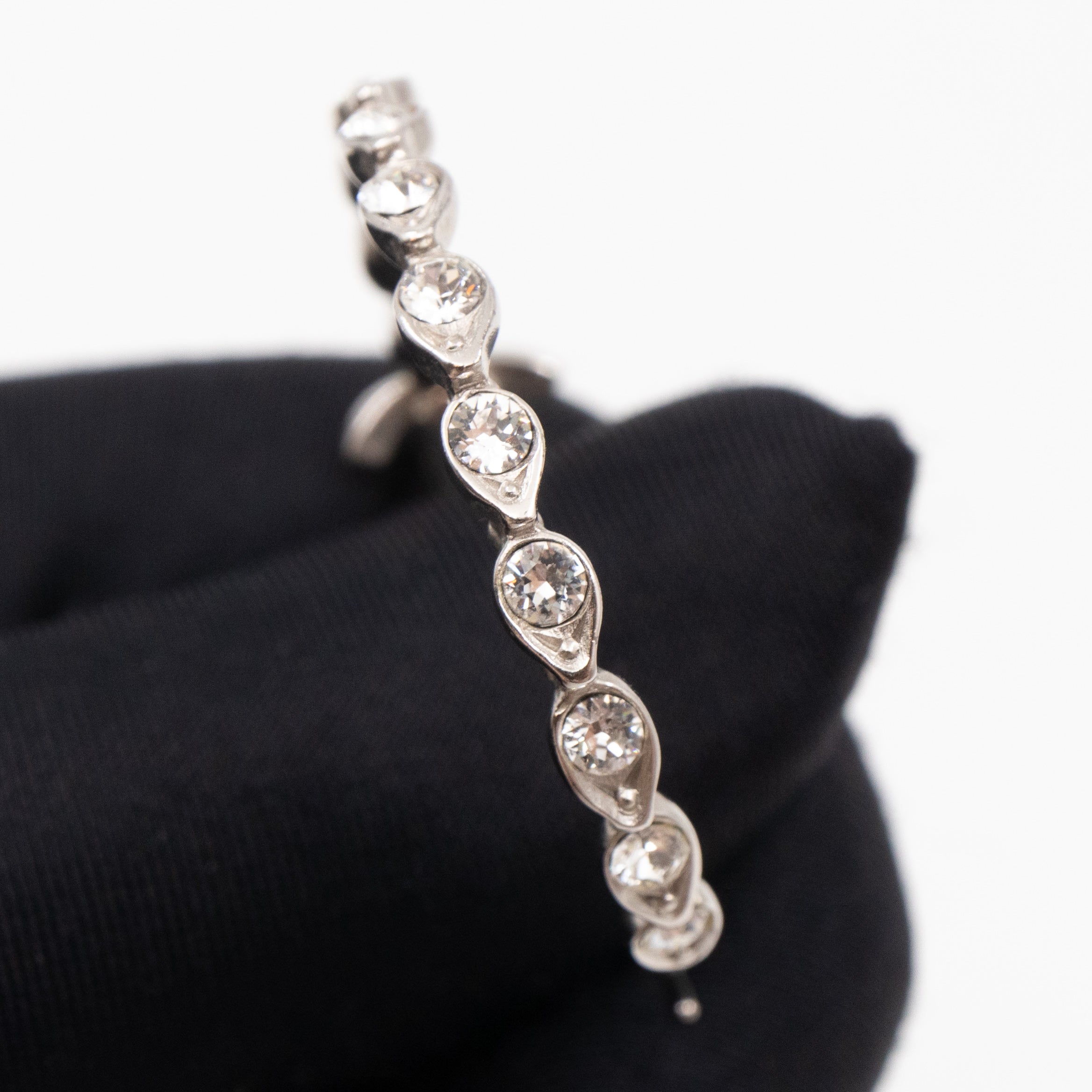 Silver & Crystal CC Logo Hoop Earrings