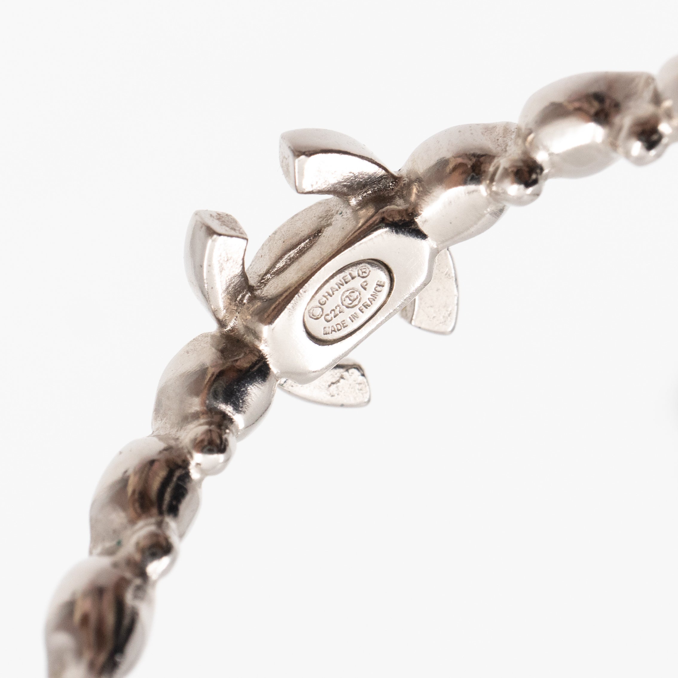 Silver & Crystal CC Logo Hoop Earrings