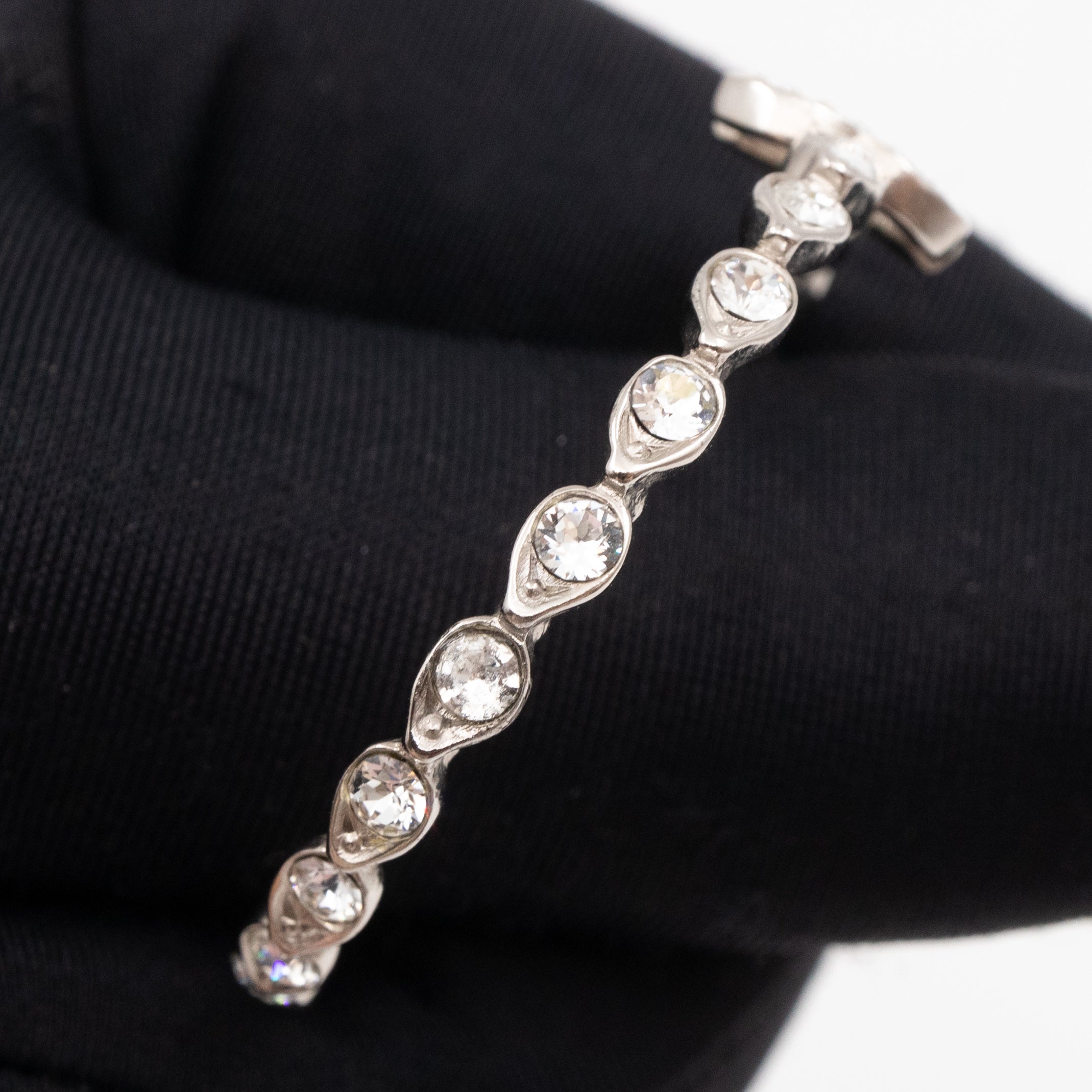 Silver & Crystal CC Logo Hoop Earrings
