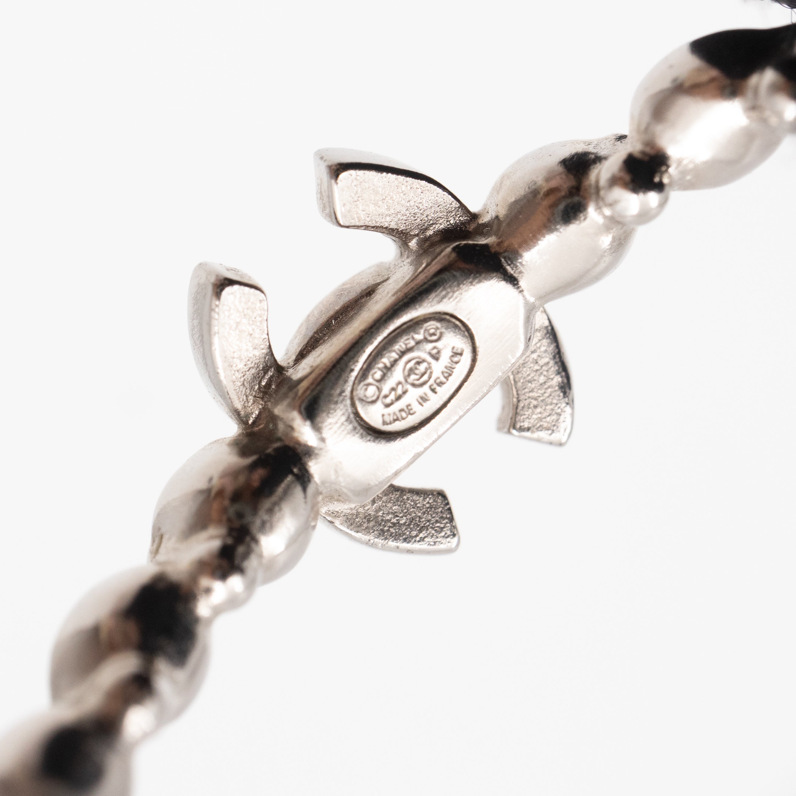 Silver & Crystal CC Logo Hoop Earrings