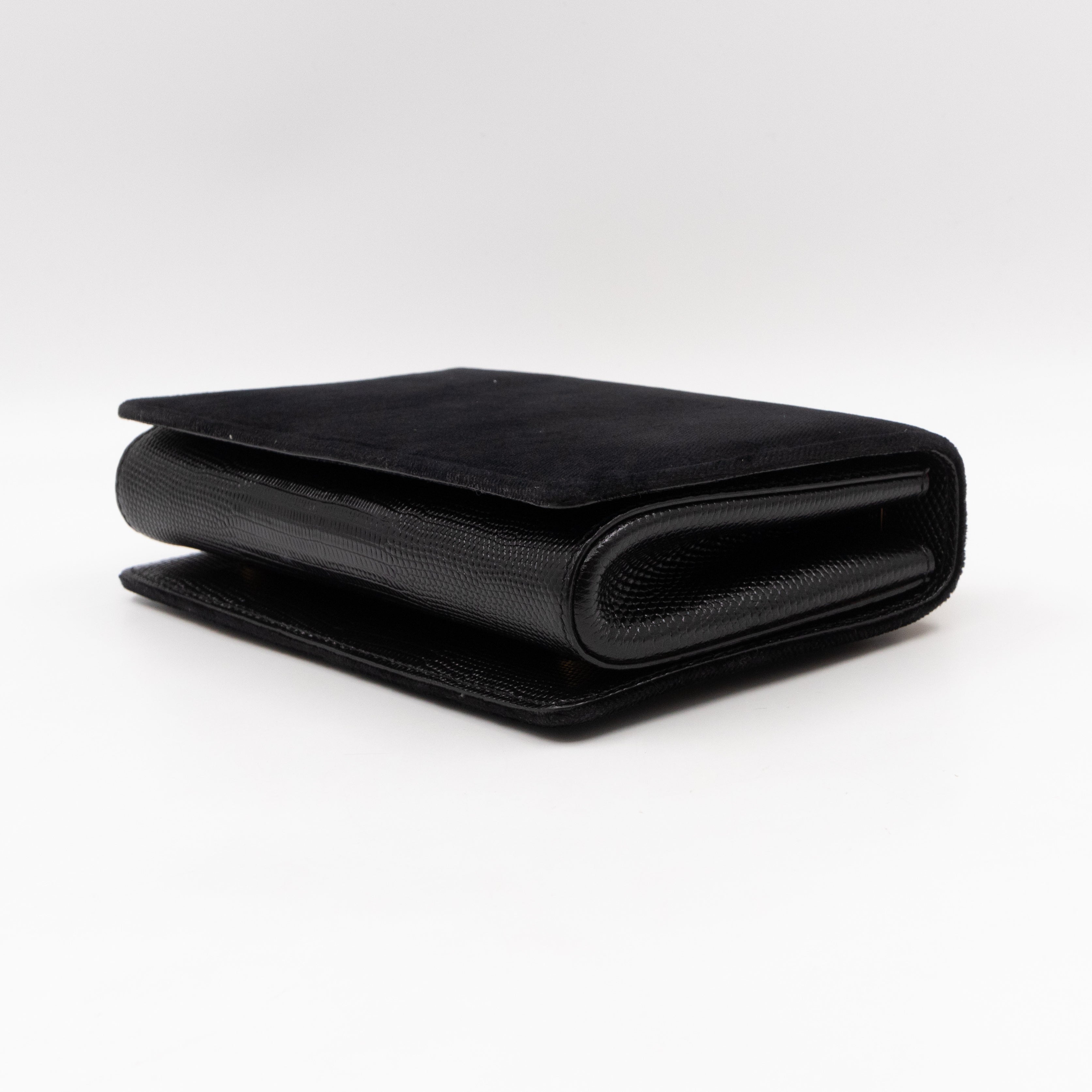 DG Shoulder Bag Lizard Embossed Calfskin Black Velvet