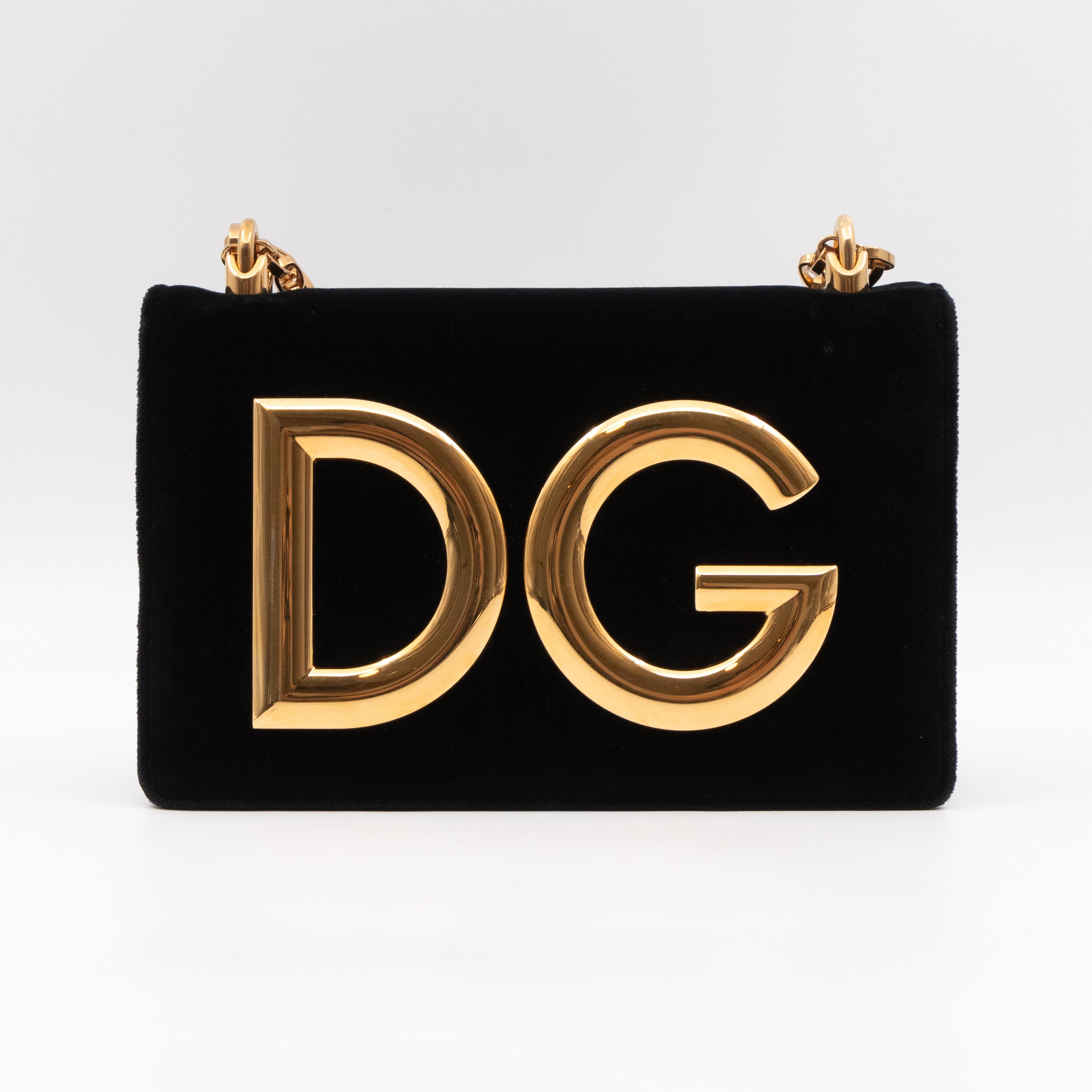 DG Shoulder Bag Lizard Embossed Calfskin Black Velvet