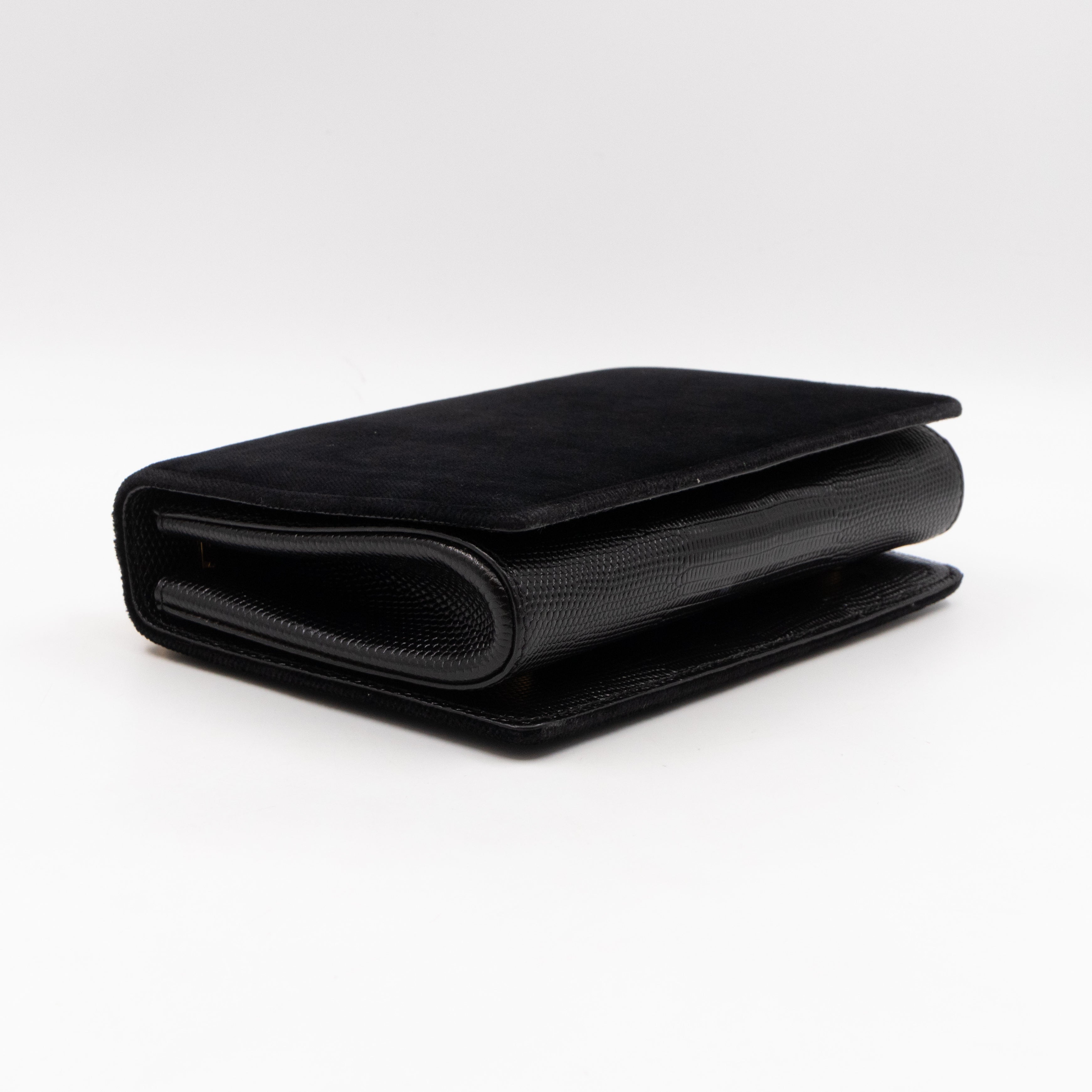 DG Shoulder Bag Lizard Embossed Calfskin Black Velvet