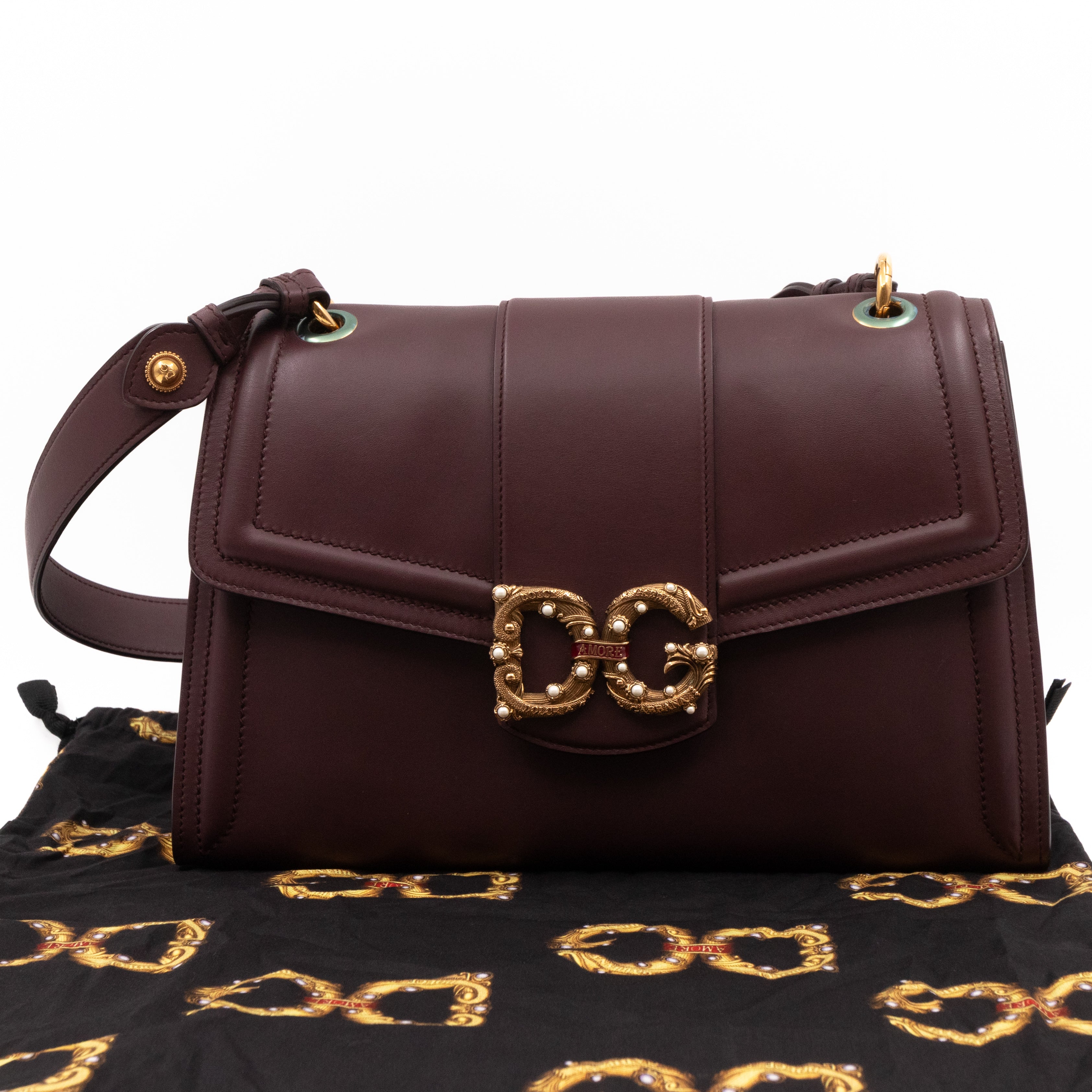DG Amore Large Bag Burgundy Leather