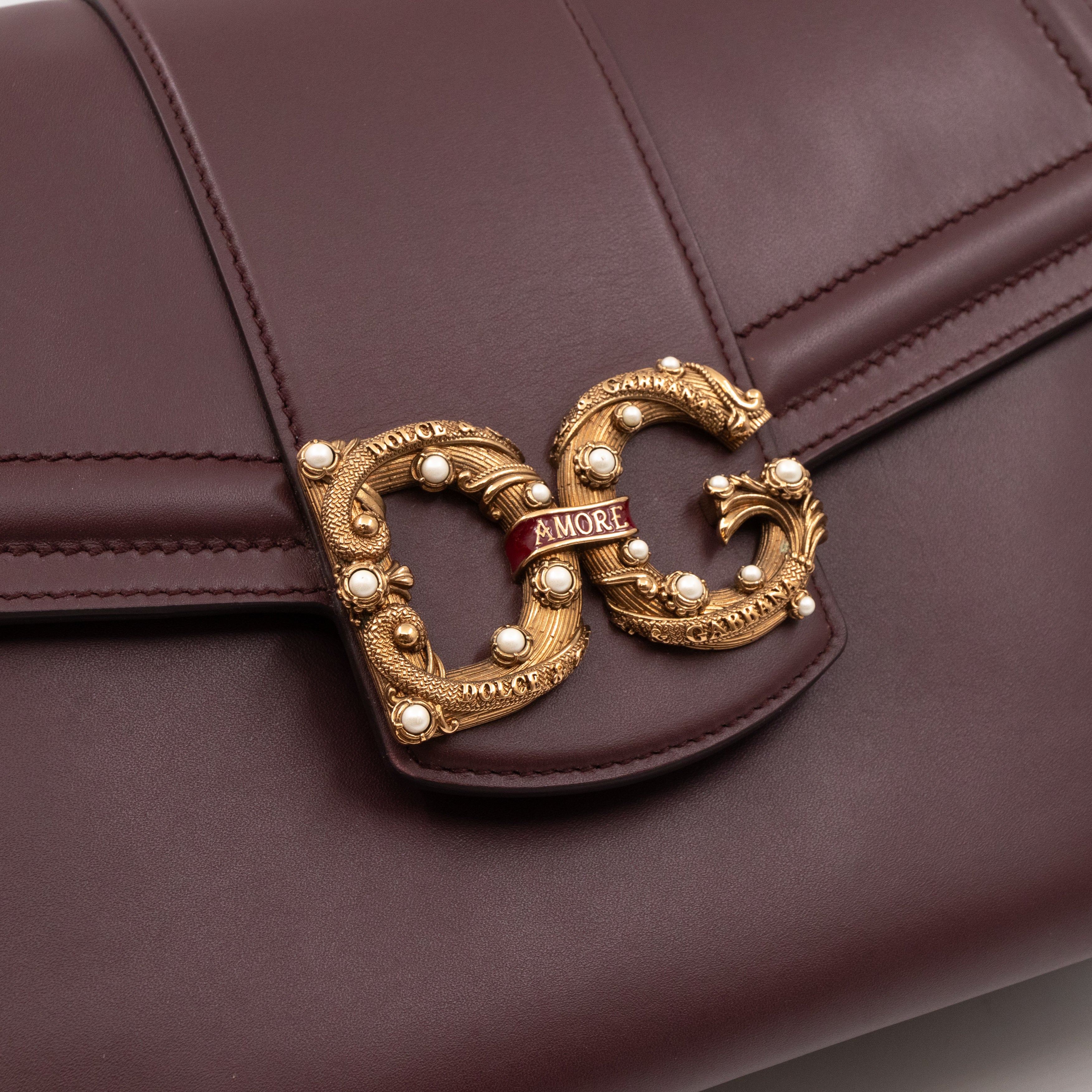 DG Amore Large Bag Burgundy Leather