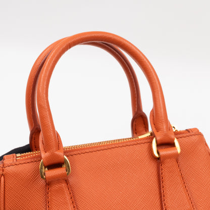 Galleria Micro Double Zip Orange Saffiano