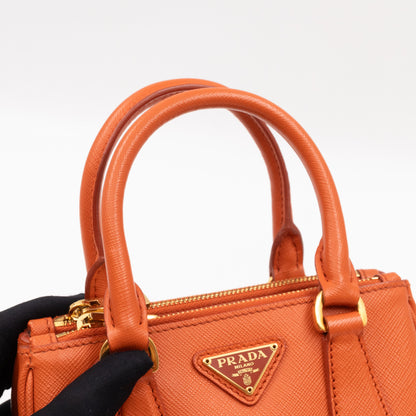 Galleria Micro Double Zip Orange Saffiano