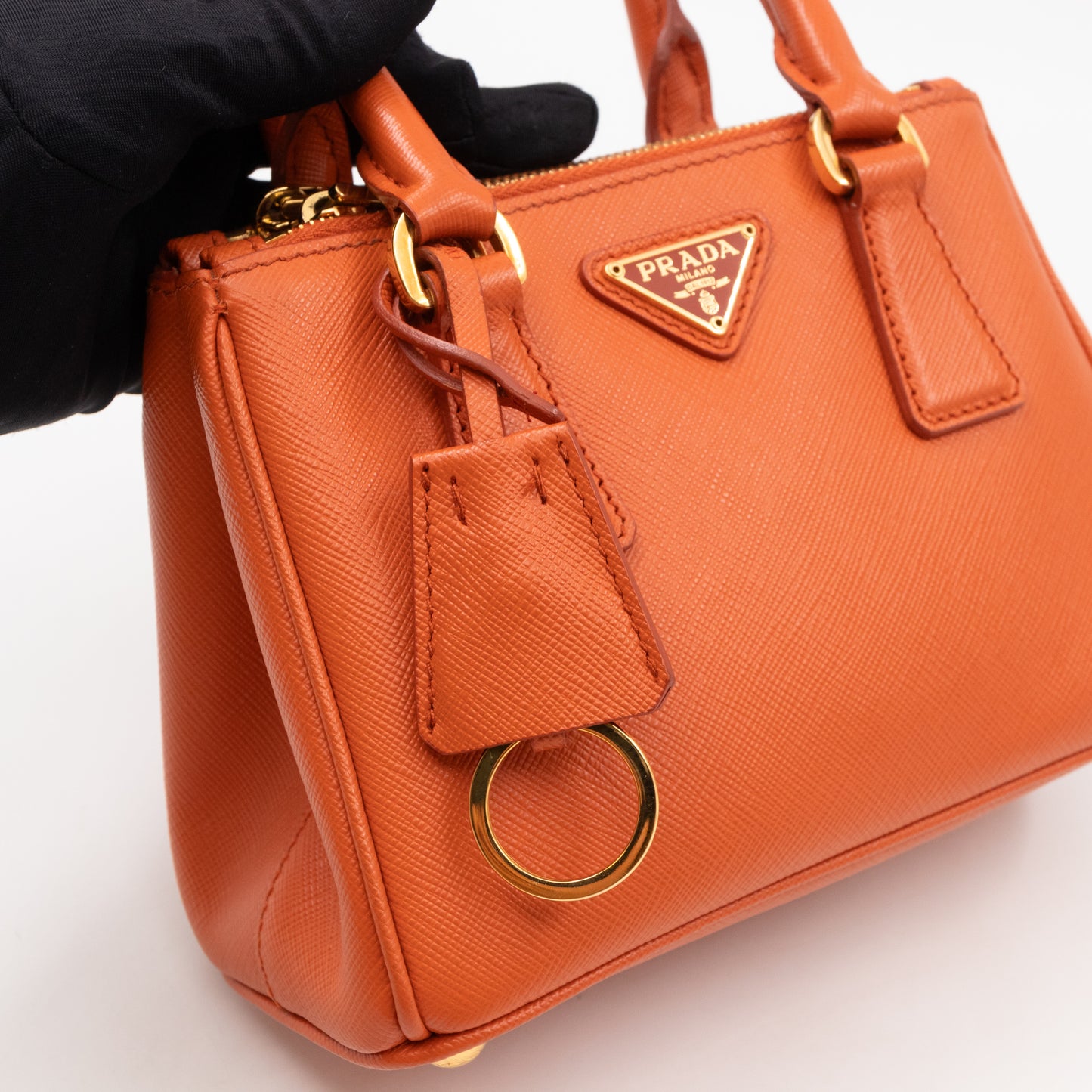 Galleria Micro Double Zip Orange Saffiano