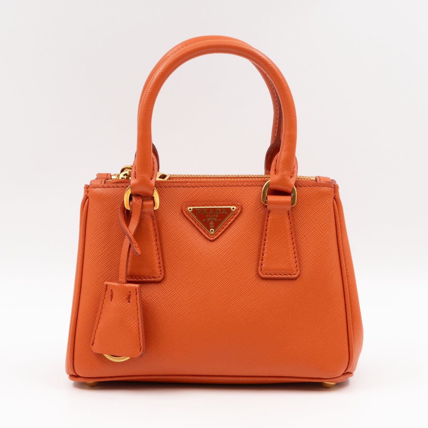 Galleria Micro Double Zip Orange Saffiano