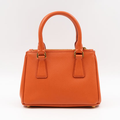 Galleria Micro Double Zip Orange Saffiano