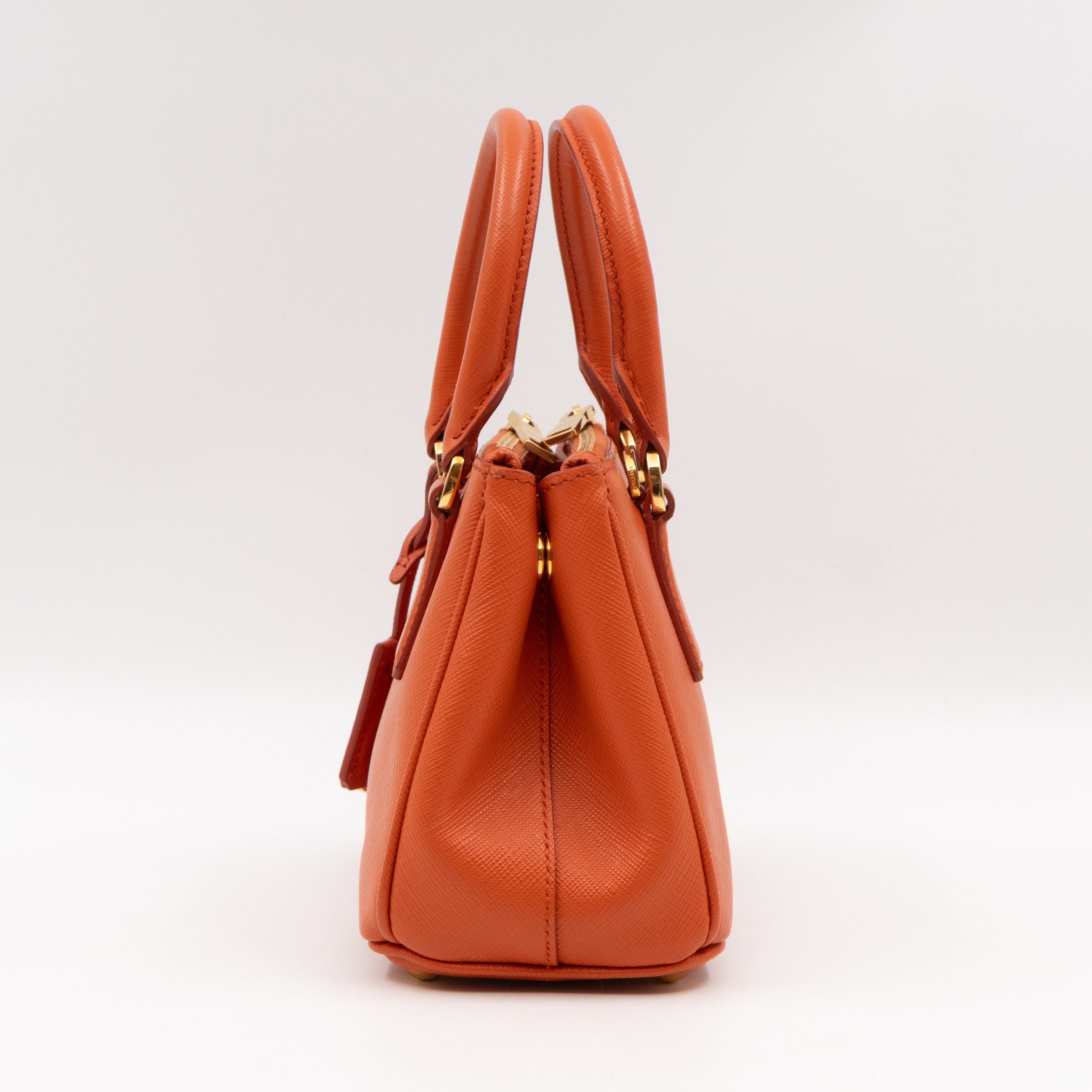 Galleria Micro Double Zip Orange Saffiano