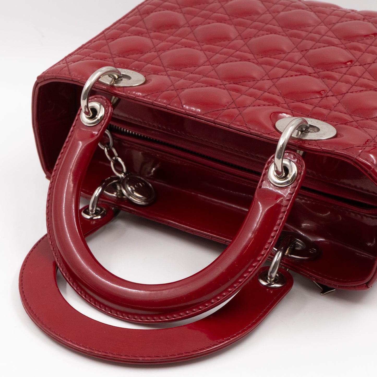 Lady Dior Medium Dark Red Patent Leather