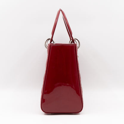 Lady Dior Medium Dark Red Patent Leather