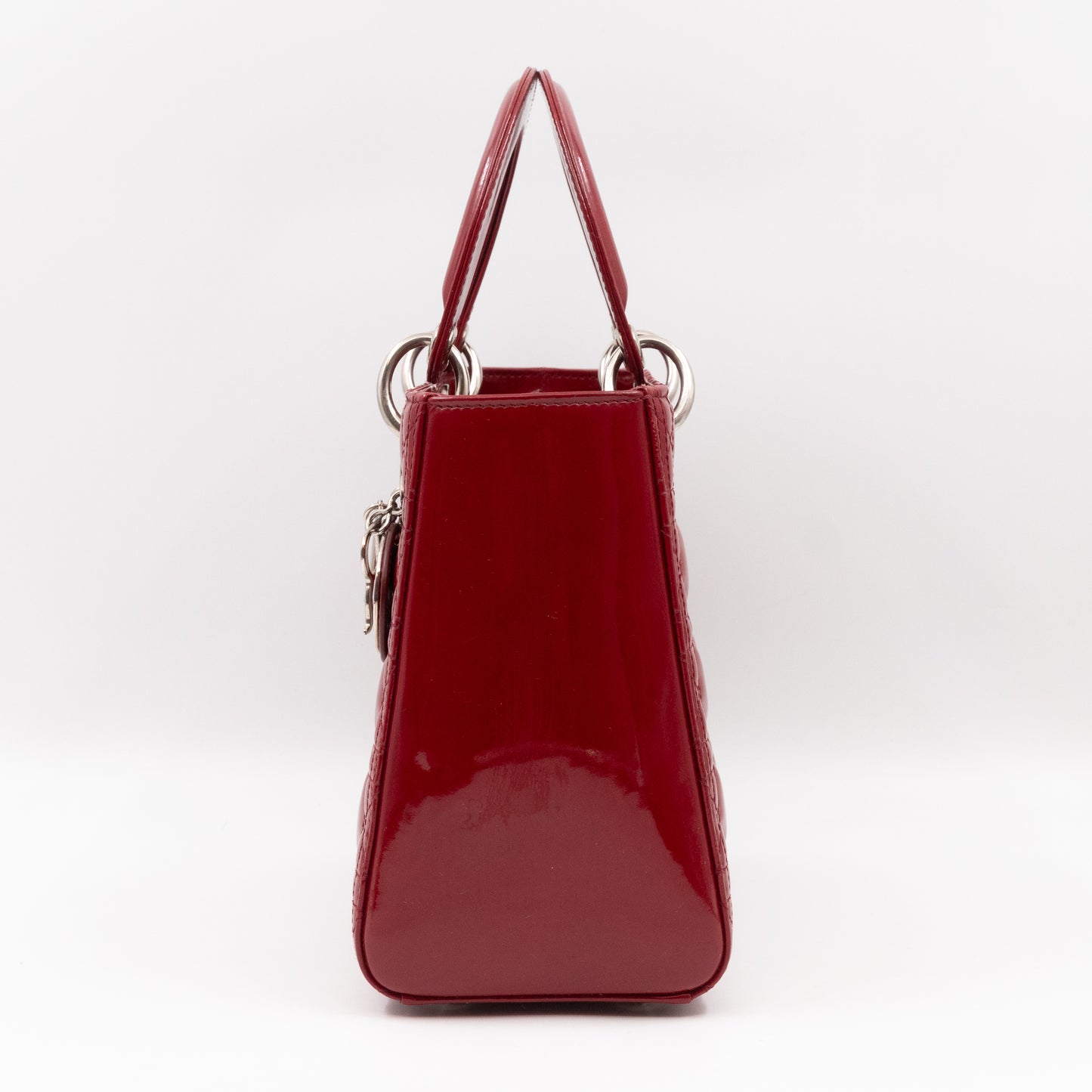 Lady Dior Medium Dark Red Patent Leather