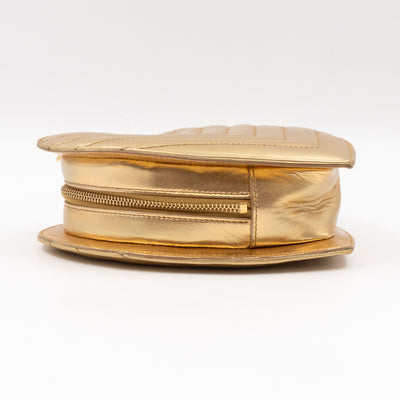 Love Heart Small Chain Bag Gold Metallic Leather