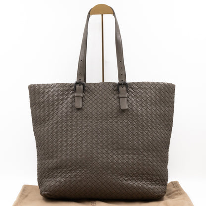 Vertical Tote Small Intrecciato Dark Grey Leather