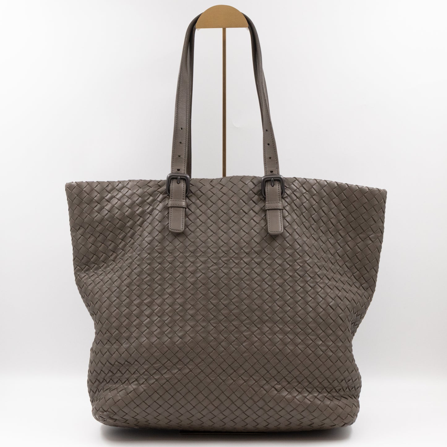 Vertical Tote Small Intrecciato Dark Grey Leather