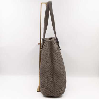 Vertical Tote Small Intrecciato Dark Grey Leather