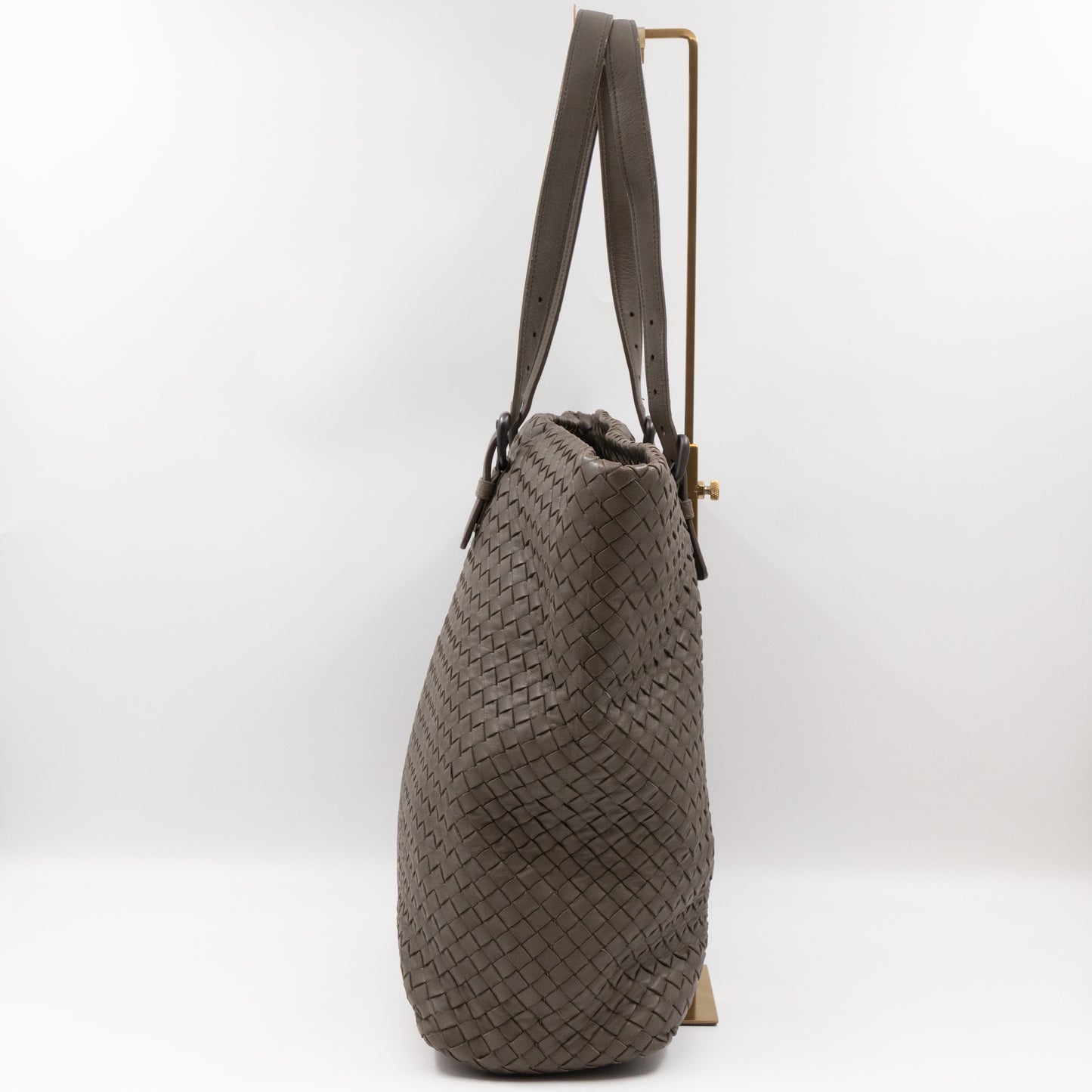 Vertical Tote Small Intrecciato Dark Grey Leather