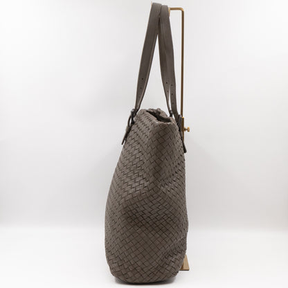 Vertical Tote Small Intrecciato Dark Grey Leather