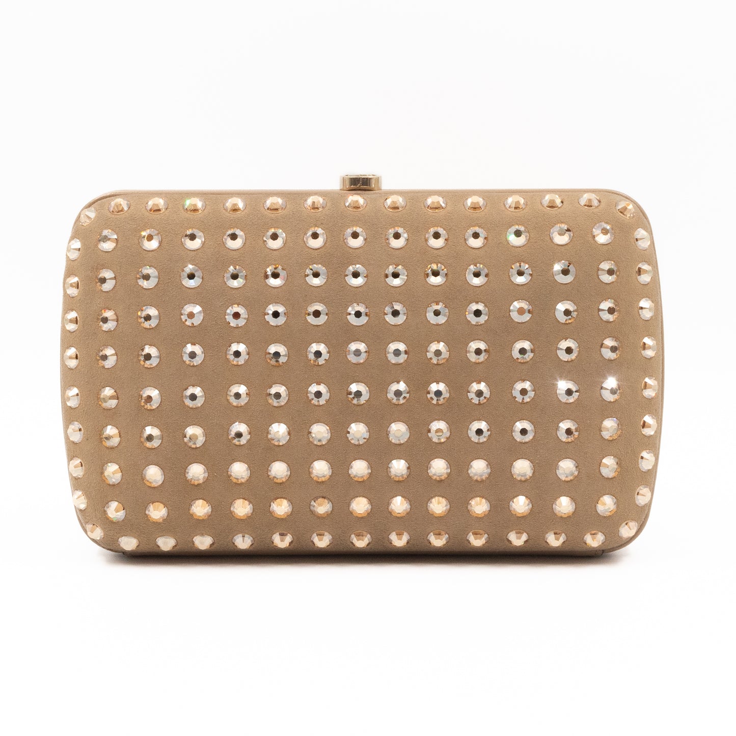 Broadway Khaki Suede Crystal Embellished Clutch