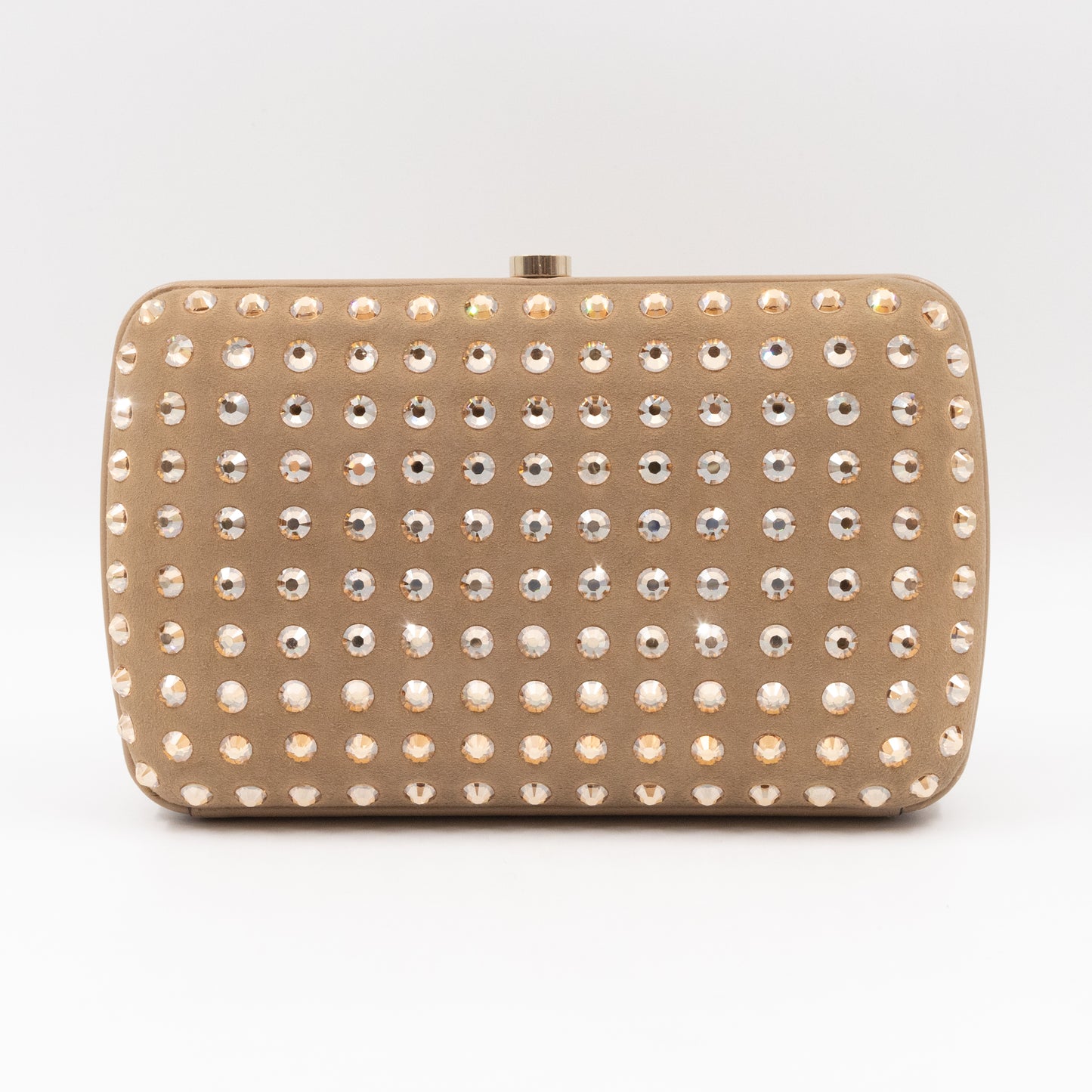 Broadway Khaki Suede Crystal Embellished Clutch