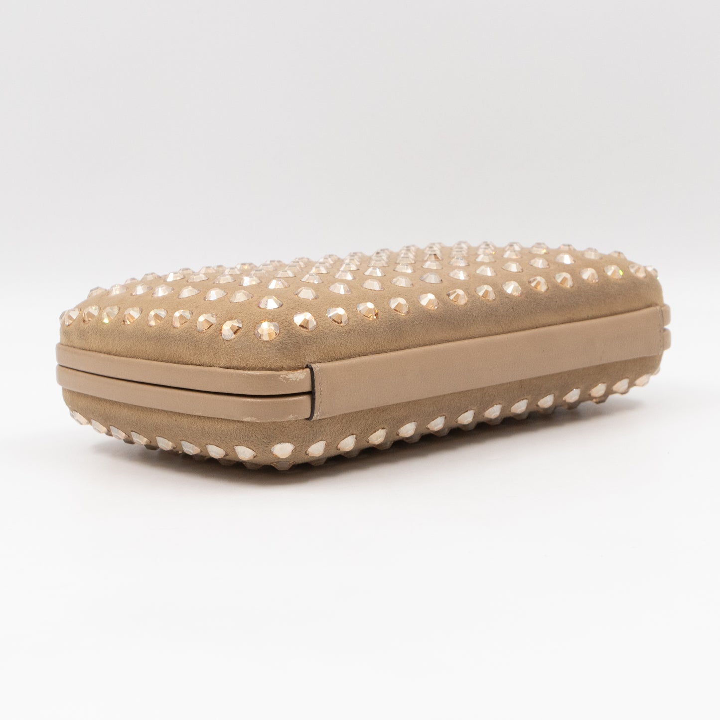 Broadway Khaki Suede Crystal Embellished Clutch