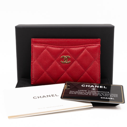 Classic Card Holder Red Caviar Leather